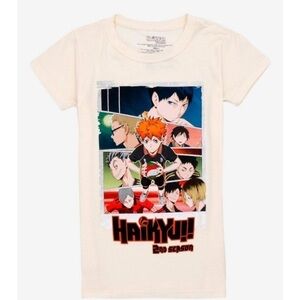 Haikyu 2nd season Anime beige cream short sleeve graphic tee womens size Medium